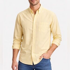 Banana Republic Washed Oxford Shirt Soft Yellow | NWT Size M Untucked Fit